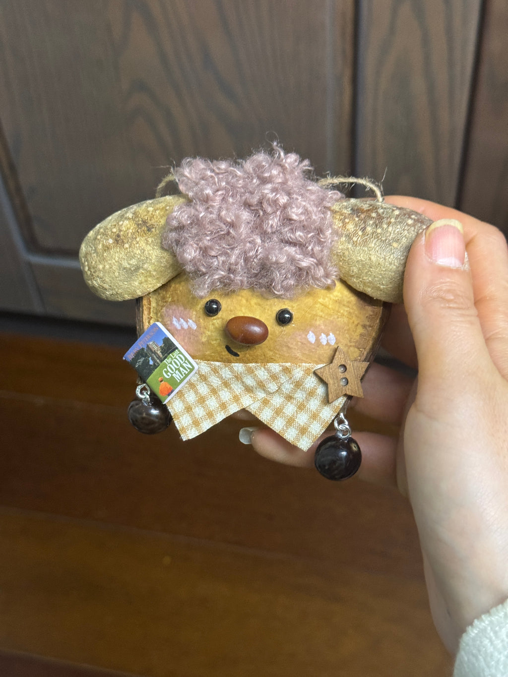 Handmade Entada Bean Pod Ornament, Dog-Inspired Design