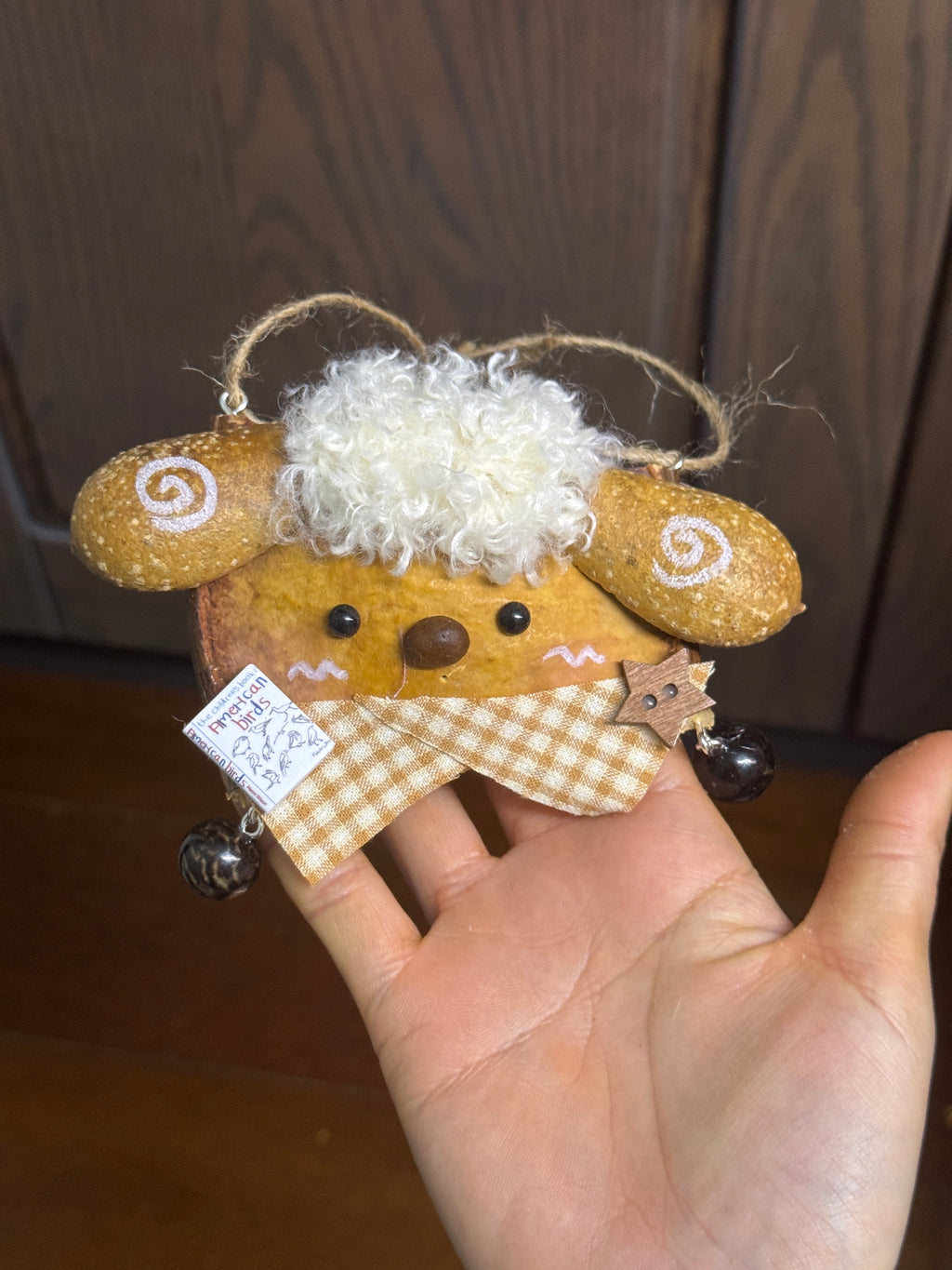 Handmade Entada Bean Pod Ornament, sheep-Inspired Design