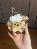 Handmade Entada Bean Pod Ornament, sheep-Inspired Design