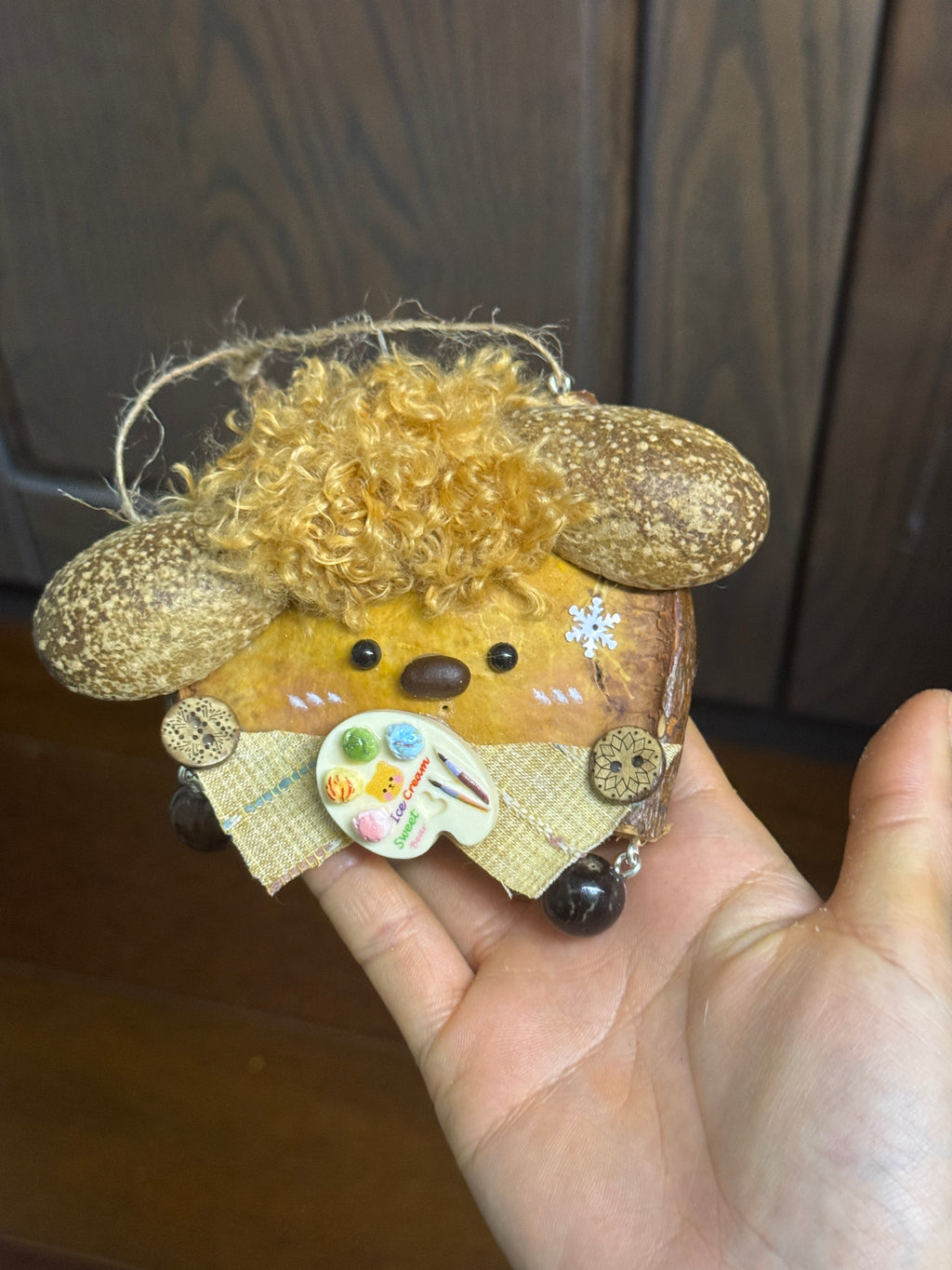 Handmade Entada Bean Pod Ornament, Dog-Inspired Design