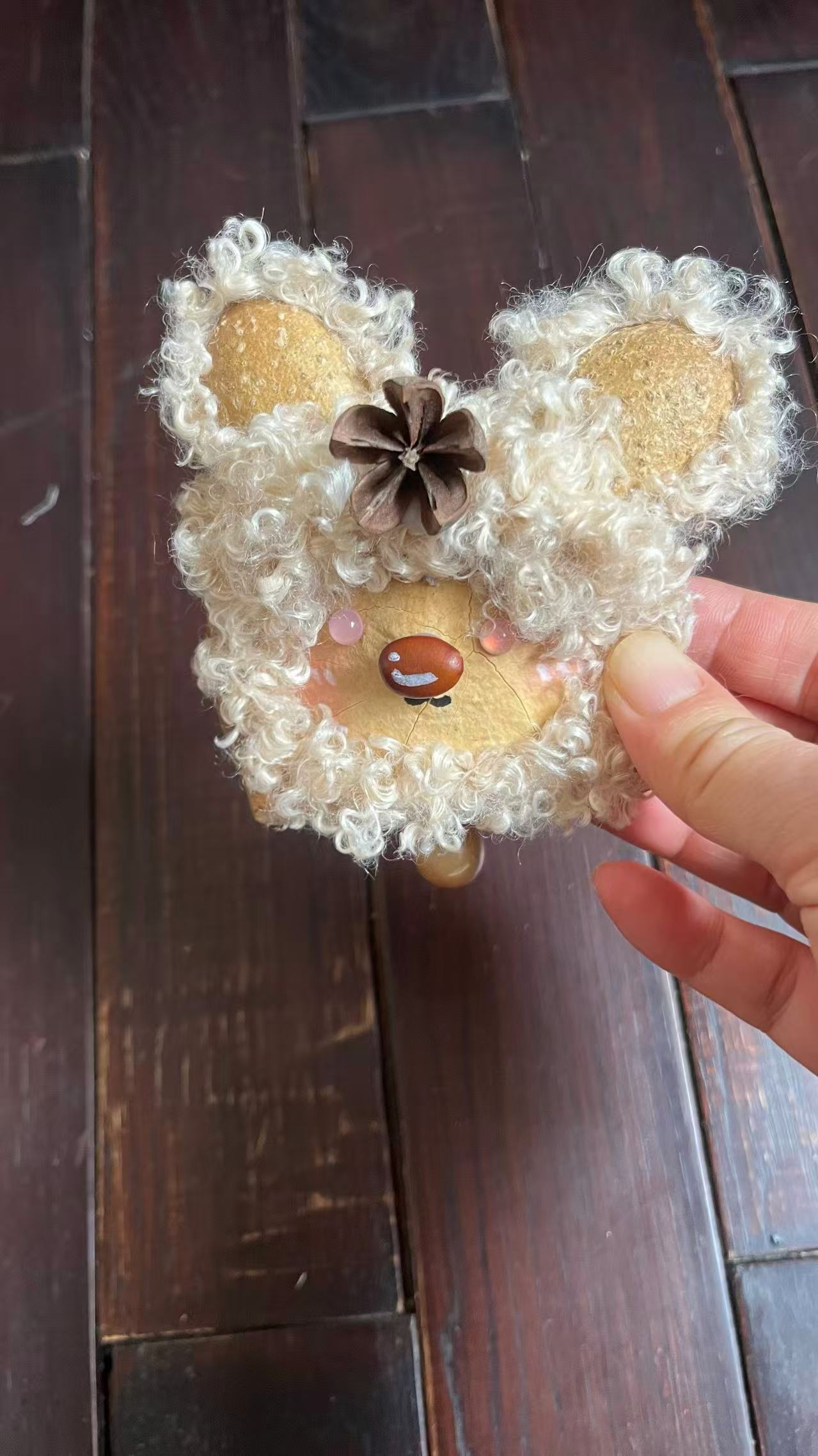 Handmade Entada Bean Pod Ornament, Rabbit-Inspired Design