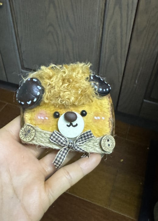 Handmade Entada Single Bean Pod Ornament, Bear-Inspired Design